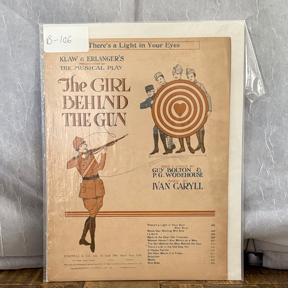 Vintage 'The Girl Behind the Gun' Musical Score
